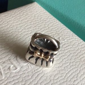 Pandora Purse charm with 14K gold bow